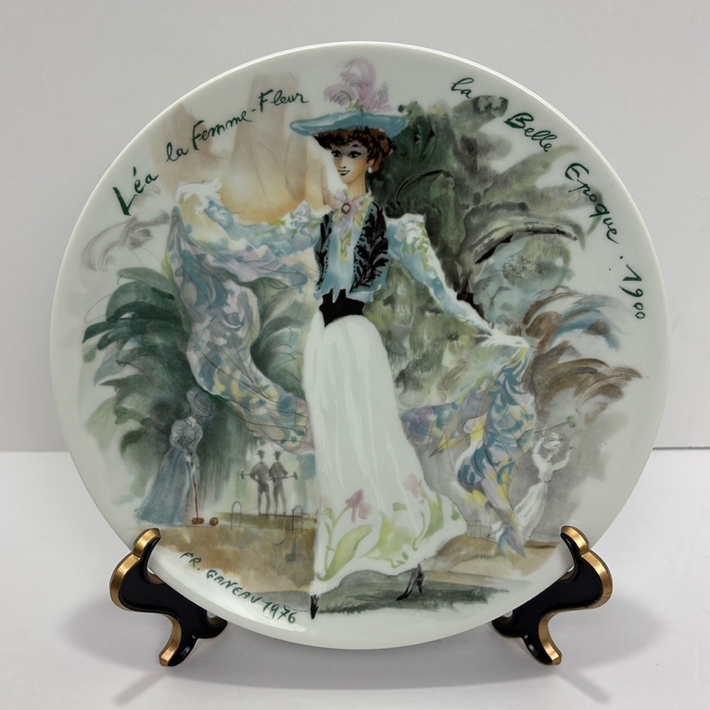 D'Arceau Limoges Collectors Plate Léa la Femme Fleur 1900 Vintage Plate